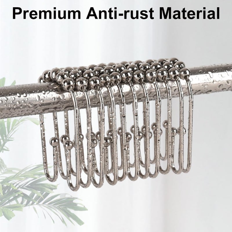 Resze U Shaped Shower Curtain Hooks Rings,12 Pcs Durable Rust Resistant Metal Shower Hooks, Double Glide Smoothly Anti-Drop Shower Rings for Shower Curtain Rod, Nickel - Image 5